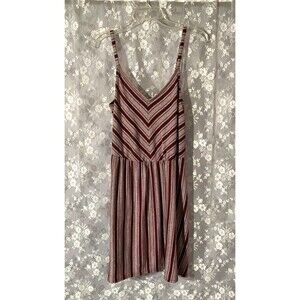 Striped Short Sundress Maroon & White Chevron Mini Universal Threads Size XL